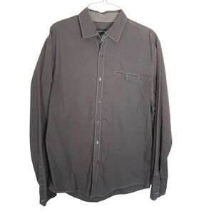 Michael Brandon Mens Gray Long Sleeve Button Up Shirt Contrast Stitch Size M